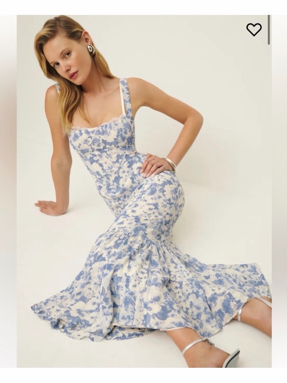 Reformation Irisa Larkspur Blue Floral Maxi Dress Size 2